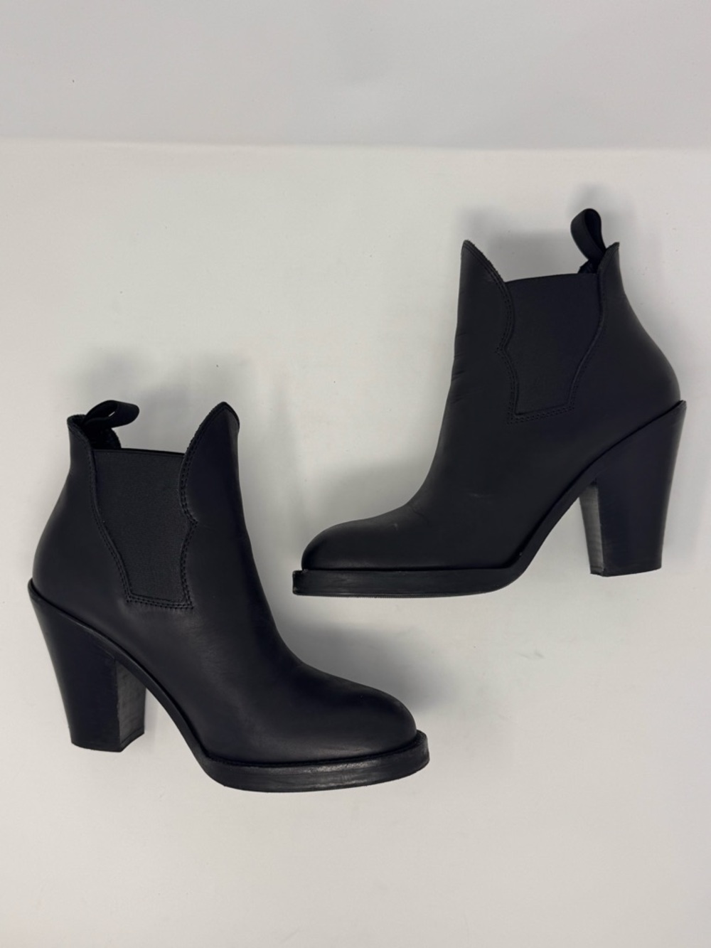 Acne Studios Size 39 US 9 Star Leather Heeled Black Chelsea Ankle Boots - Picture 5 of 14